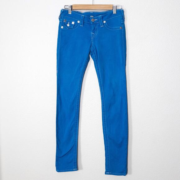 True Religion Women’s Jeans Flashcore Y2K Revival Cobalt Blue Skinny Stretch 26 - Picture 1 of 10